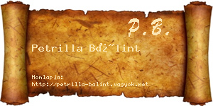 Petrilla Bálint névjegykártya
